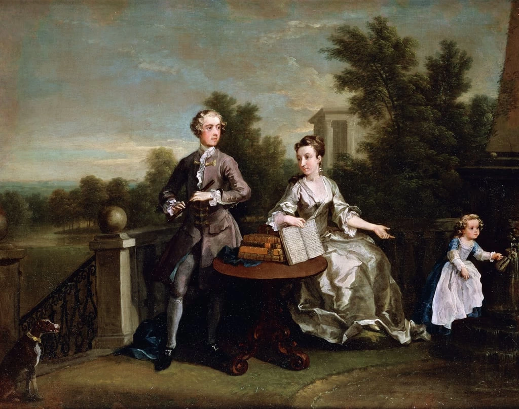 La famiglia Edwards Hamilton su una terrazza